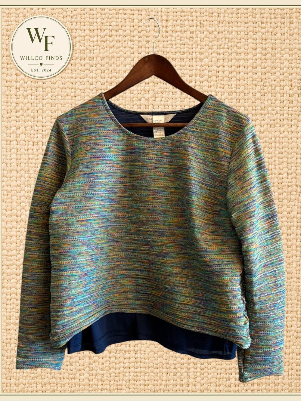 Napa Valley Multicolor Textured Layered Top Size L Long Sleeve